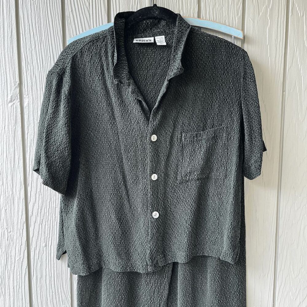 Vintage 90s Chico’s Design Set M/L | Rayon Seersucker Lounge Set Made in USA